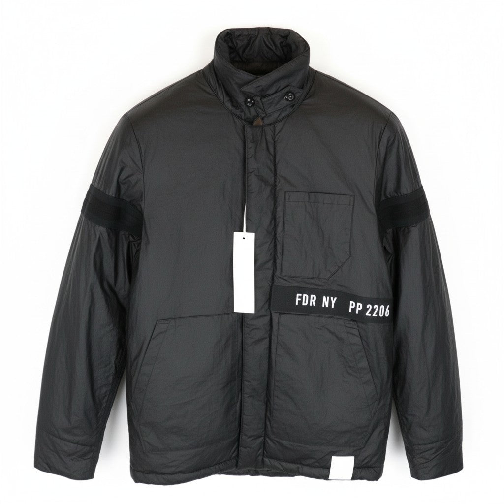 REPLAY Men Jacket S Black Lined Padded Single-Breasted Casual Logo Long Sleeve