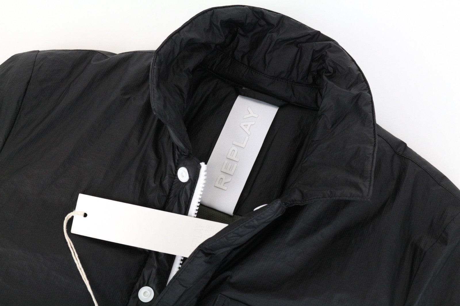 REPLAY Men Jacket S Black Lined Padded Single-Breasted Casual Logo Long Sleeve