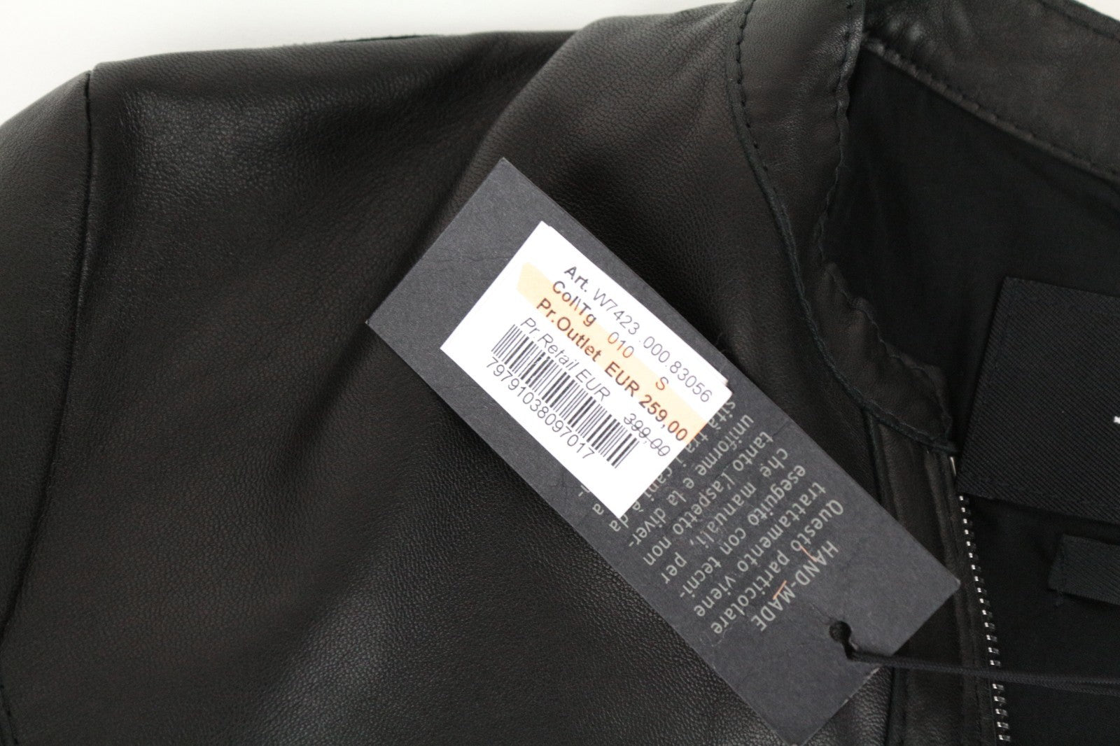 REPLAY Women Jacket S Black Genuine Lambskin Leather Single-Breasted Zipped