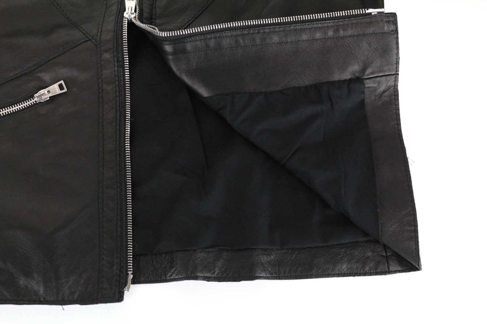 REPLAY Women Jacket S Black Genuine Lambskin Leather Single-Breasted Zipped
