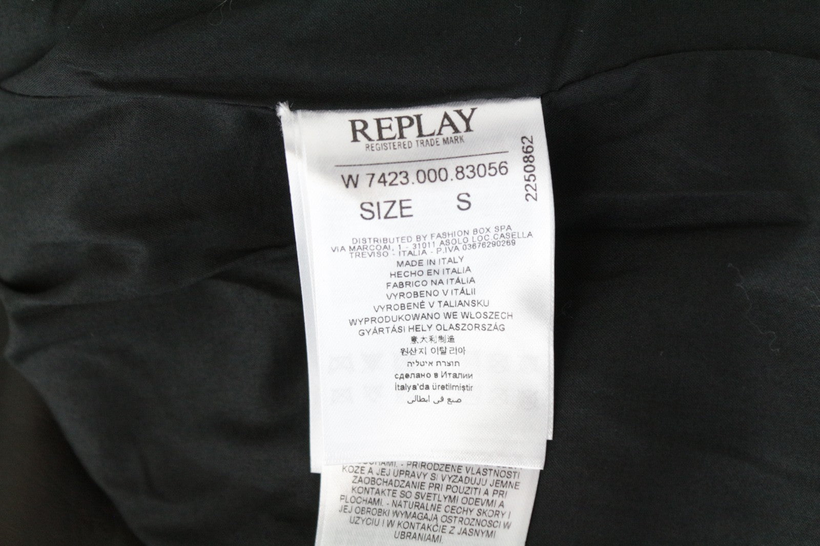 REPLAY Women Jacket S Black Genuine Lambskin Leather Single-Breasted Zipped