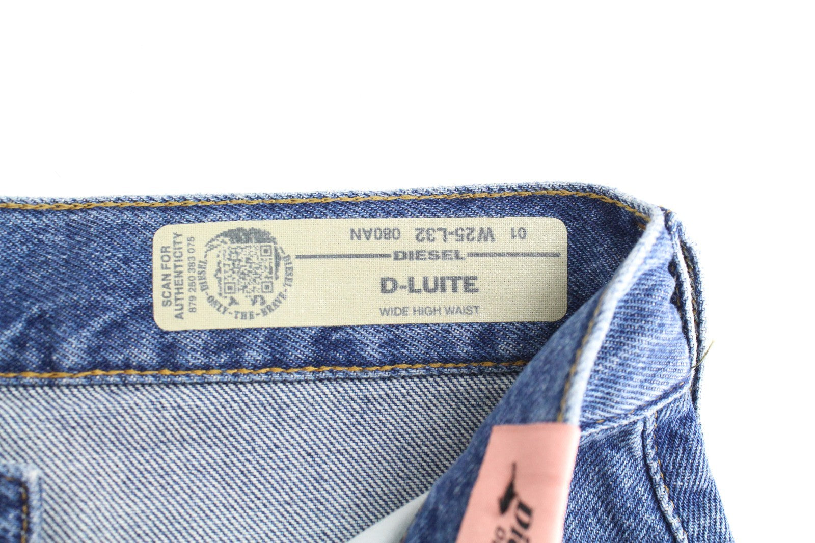 DIESEL D-Luite 080AN Women Jeans W25/L32 Wide Fit Blue Pure Cotton 5-Pocket