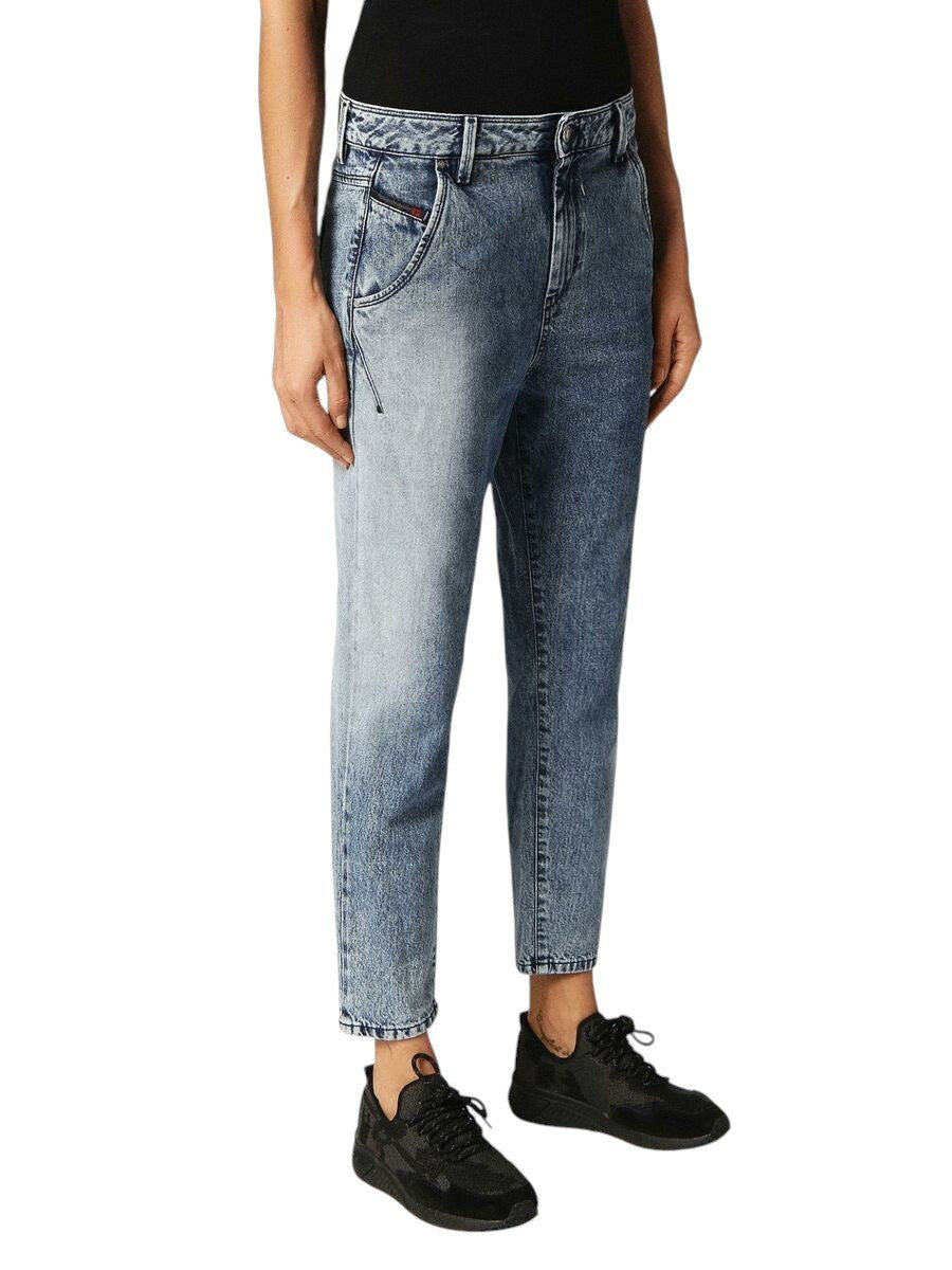 DIESEL Fayza-Evo 084MH Women Jeans W26/L32 Relaxed Boyfriend Cotton Blue Wash