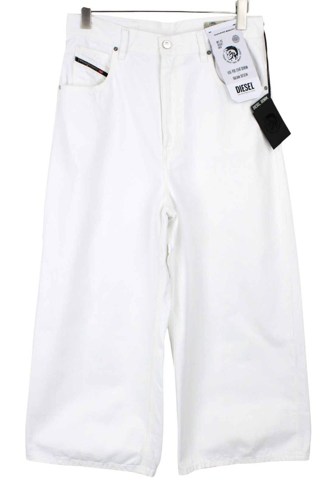 DIESEL D-Luite 069EE Women Jeans W30/L30 Wide Fit White Pure Cotton High Waist