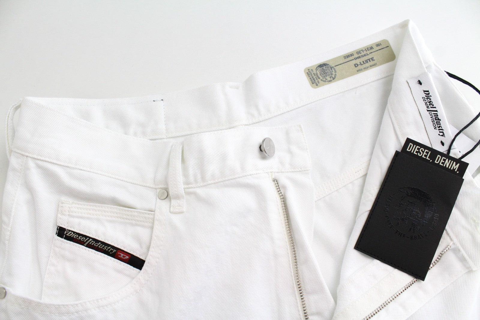 DIESEL D-Luite 069EE Women Jeans W31/L30 Wide Fit White Pure Cotton Denim