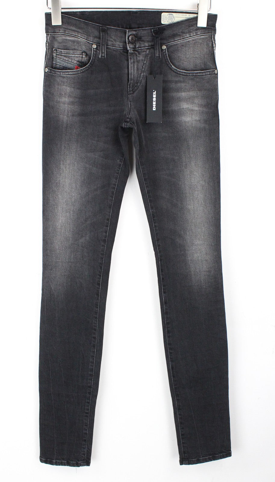 DIESEL Grupee 0676N Women Jeans W25/L32 Super Slim Skinny Fit Wash Stretch Grey