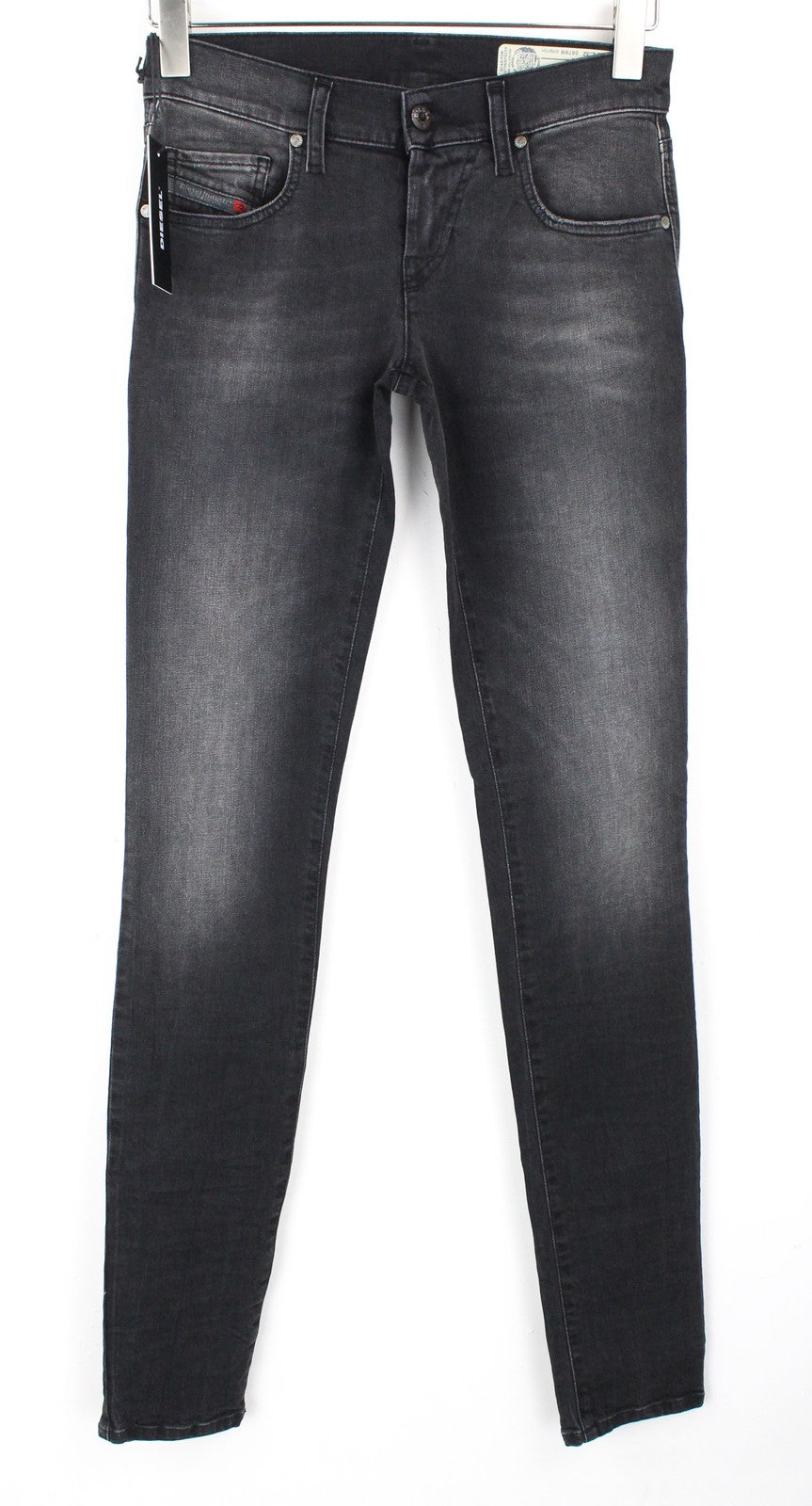 DIESEL Grupee 0676N Women Jeans W25/L32 Super Slim-Skinny Fit Wash Stretch Grey