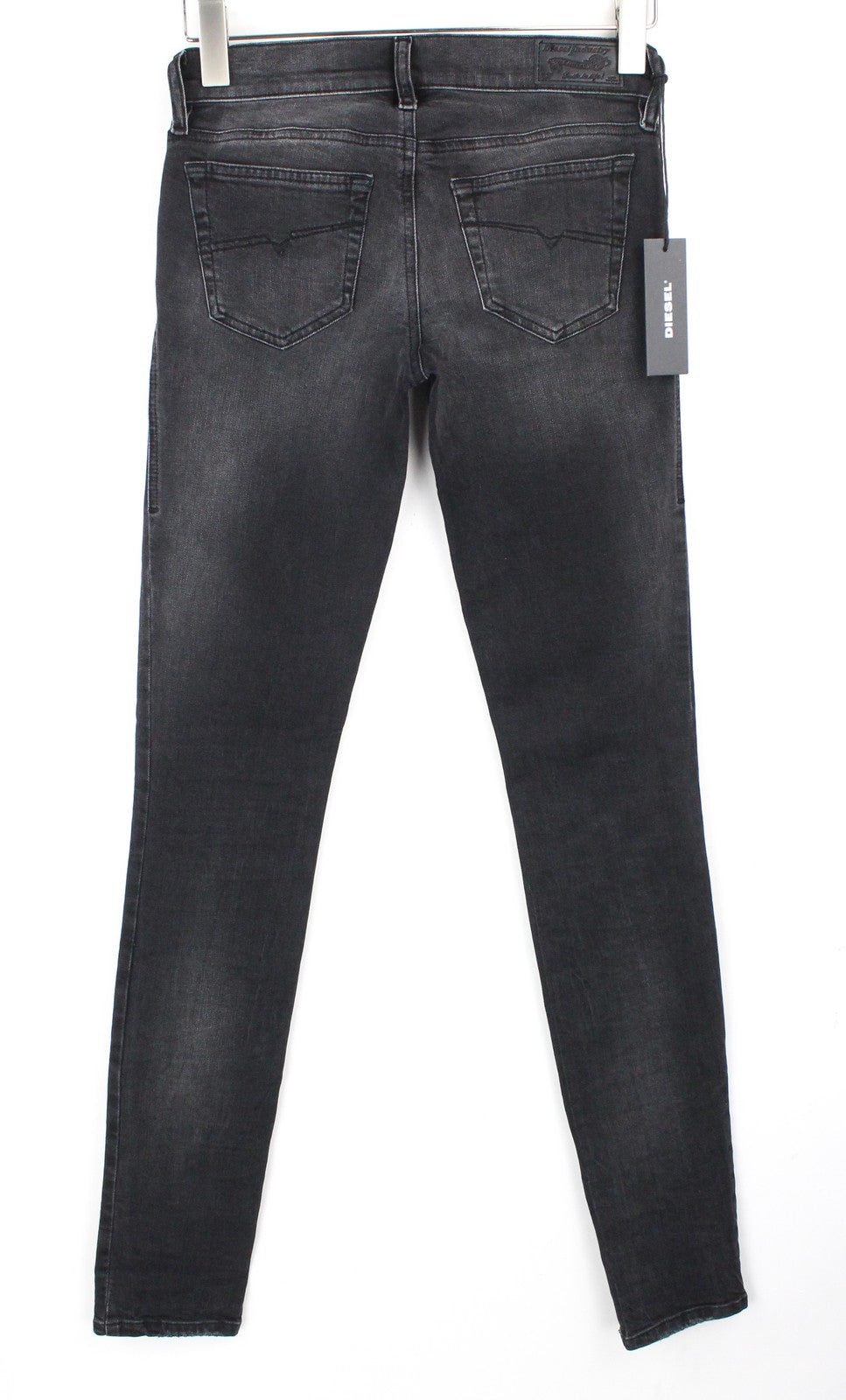 DIESEL Grupee 0676N Women Jeans W25/L32 Super Slim-Skinny Fit Wash Stretch Grey