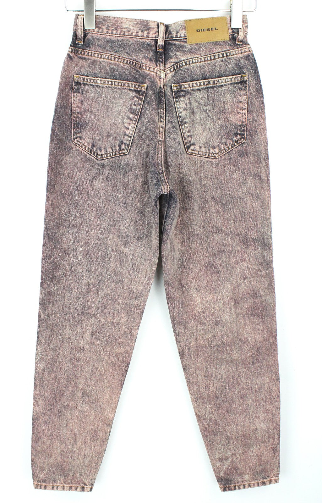 DIESEL Alys 084TS Women Jeans W24/L30 Straight Pure Cotton Grey Pink Denim