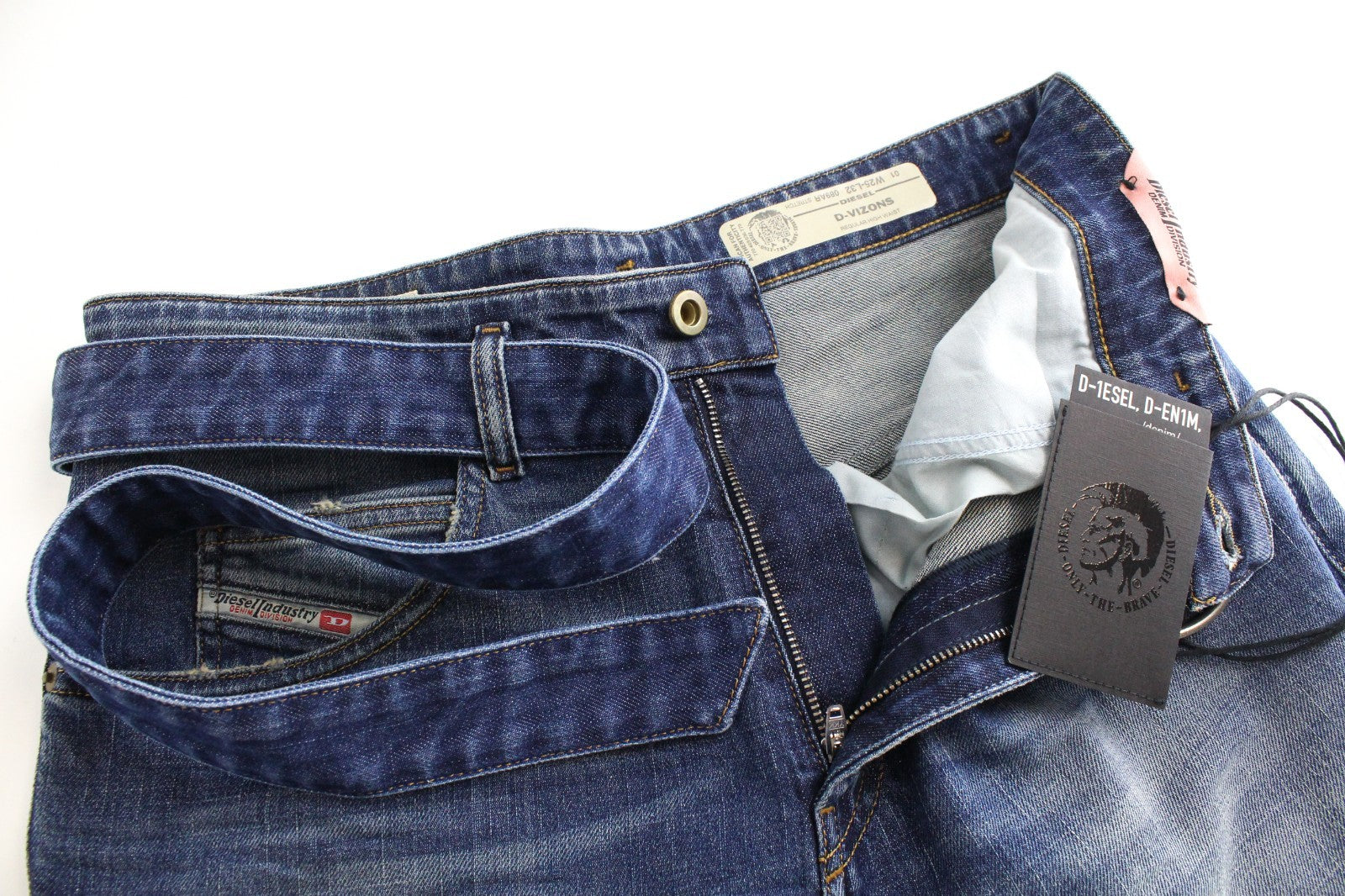 DIESEL D-Vizons 089AR Women Jeans W25/L32 Regular Washed Cotton Stretch Blue