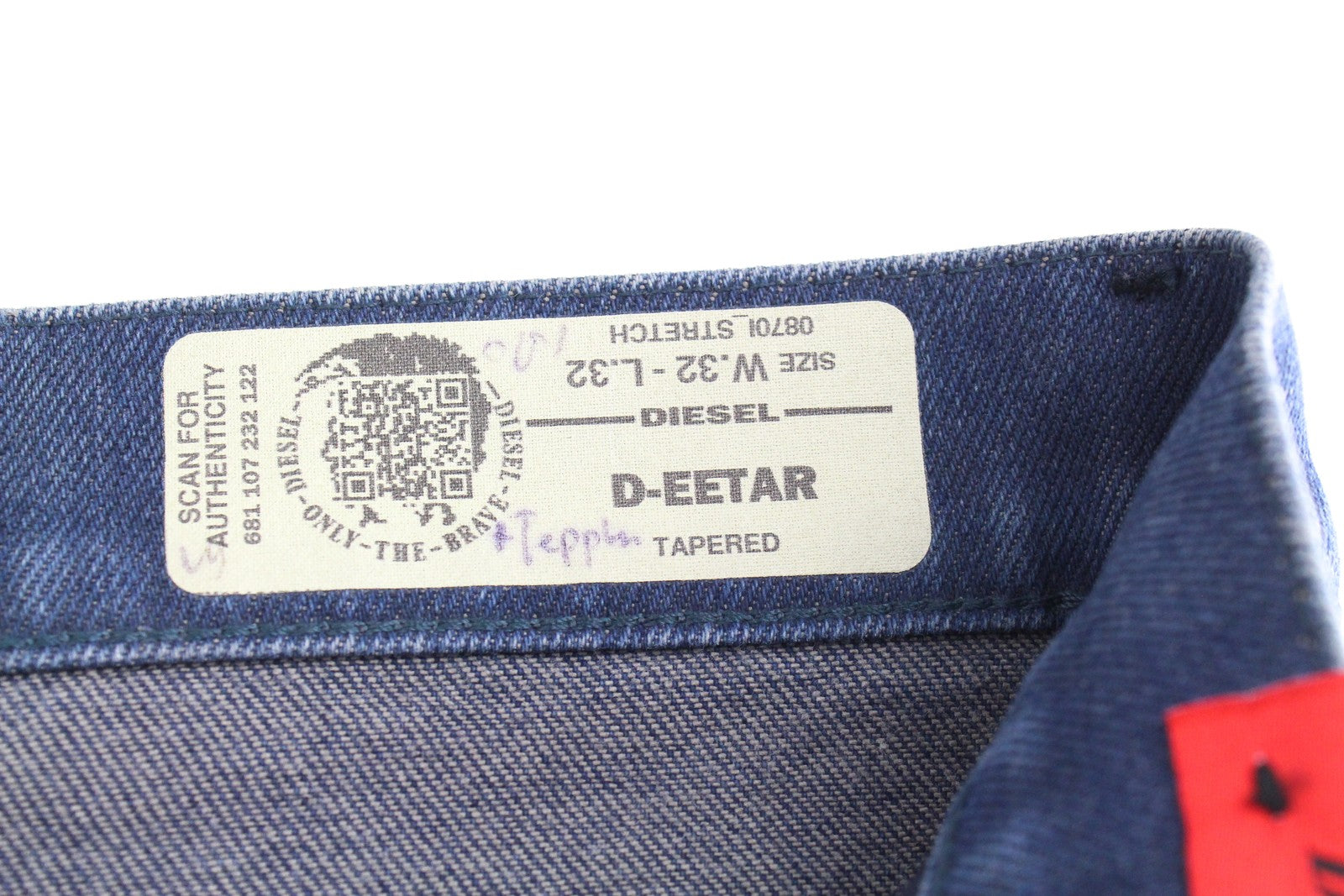DIESEL D-Eetar 0870I Men Jeans W32/L32 Tapered Fit Blue Cotton Stretch Bleached