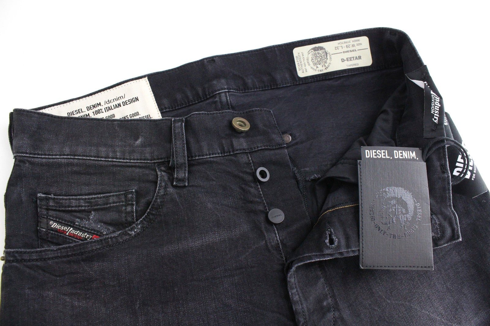 DIESEL D-Eetar 069DV Men Jeans W29/L32 Taper Cotton Stretch Grey Button-Fly