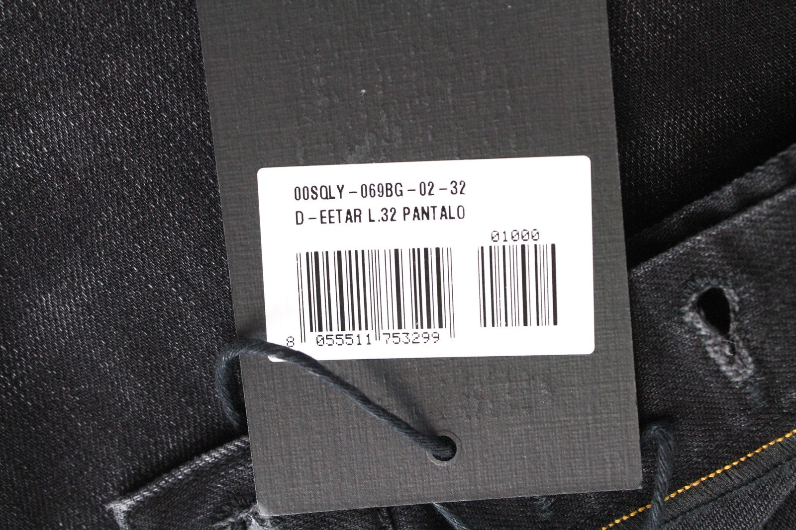 DIESEL D-Eetar 069BG Men Jeans W32/L32 Tapered Fit Washed Cotton Stretch Grey