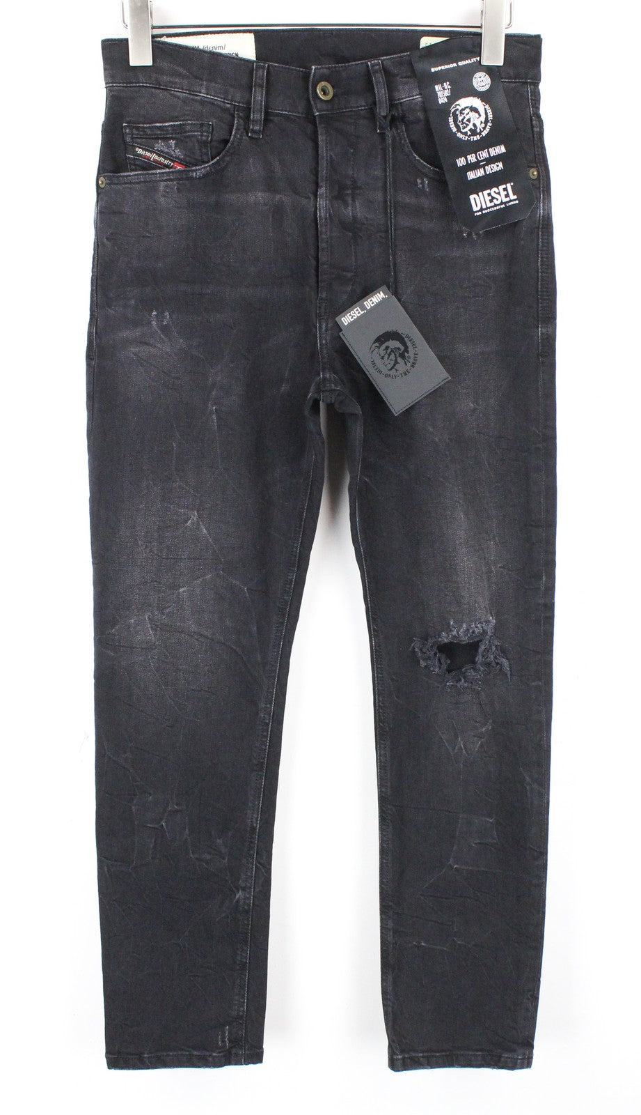 DIESEL D-Eetar 069DV Men Jeans W28/L32 Taper Fit Washed Cotton Stretch Grey