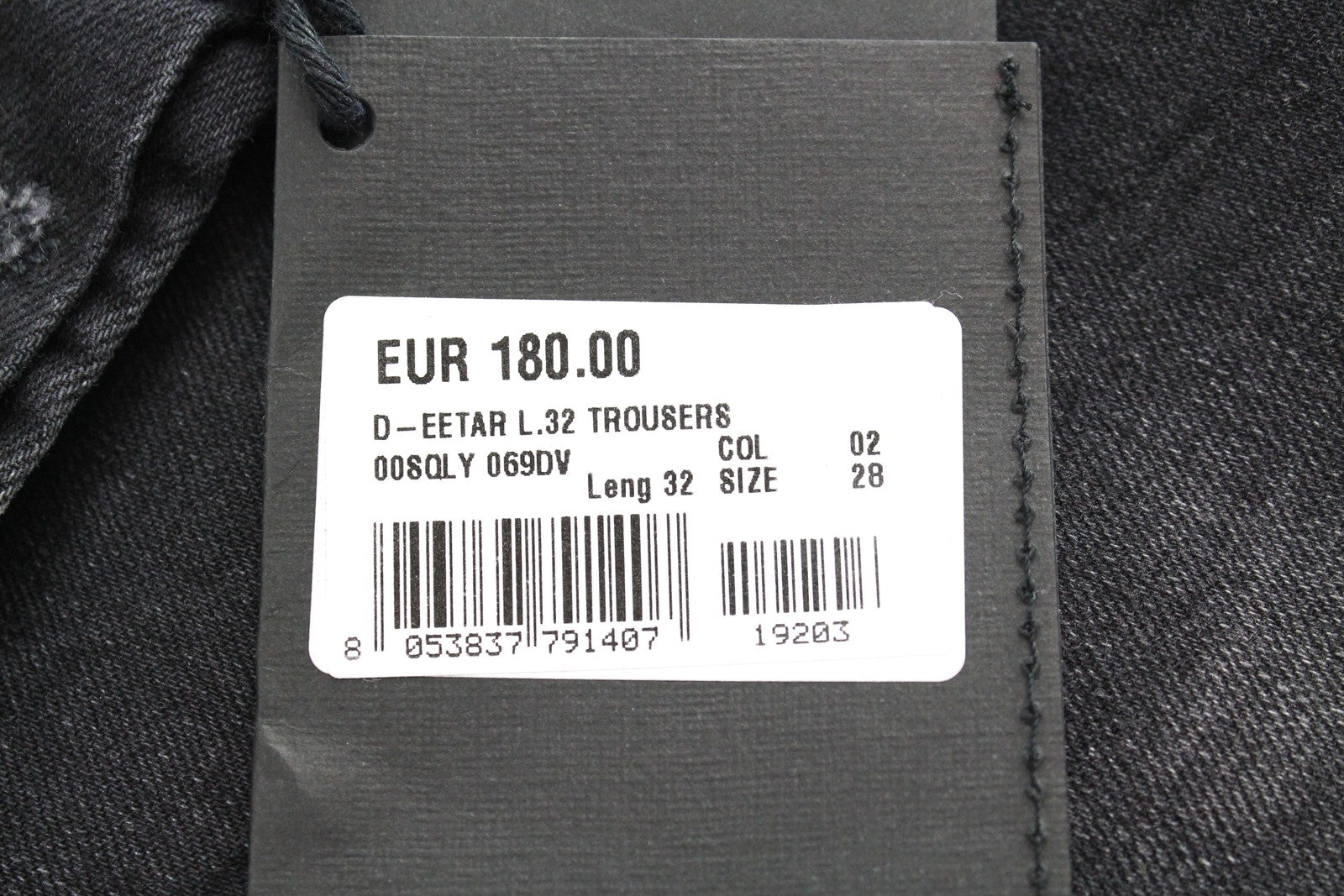 DIESEL D-Eetar 069DV Men Jeans W28/L32 Taper Fit Washed Cotton Stretch Grey