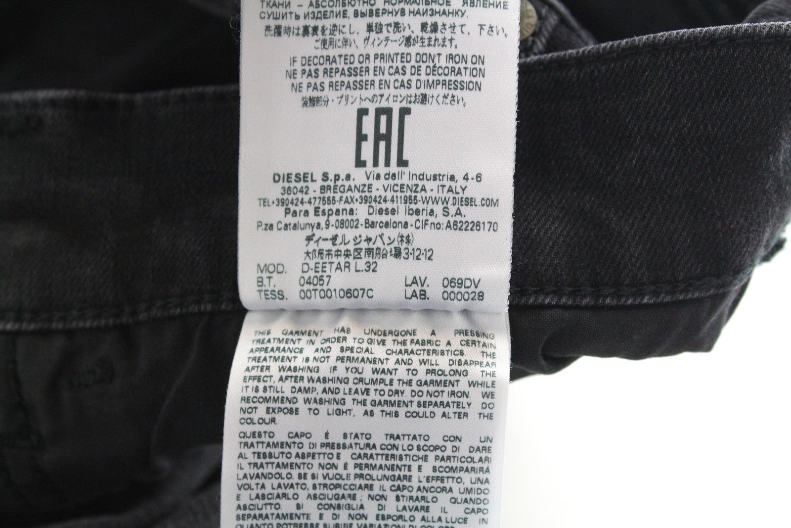 DIESEL D-Eetar 069DV Men Jeans W28/L32 Taper Fit Wash Cotton Stretch Grey