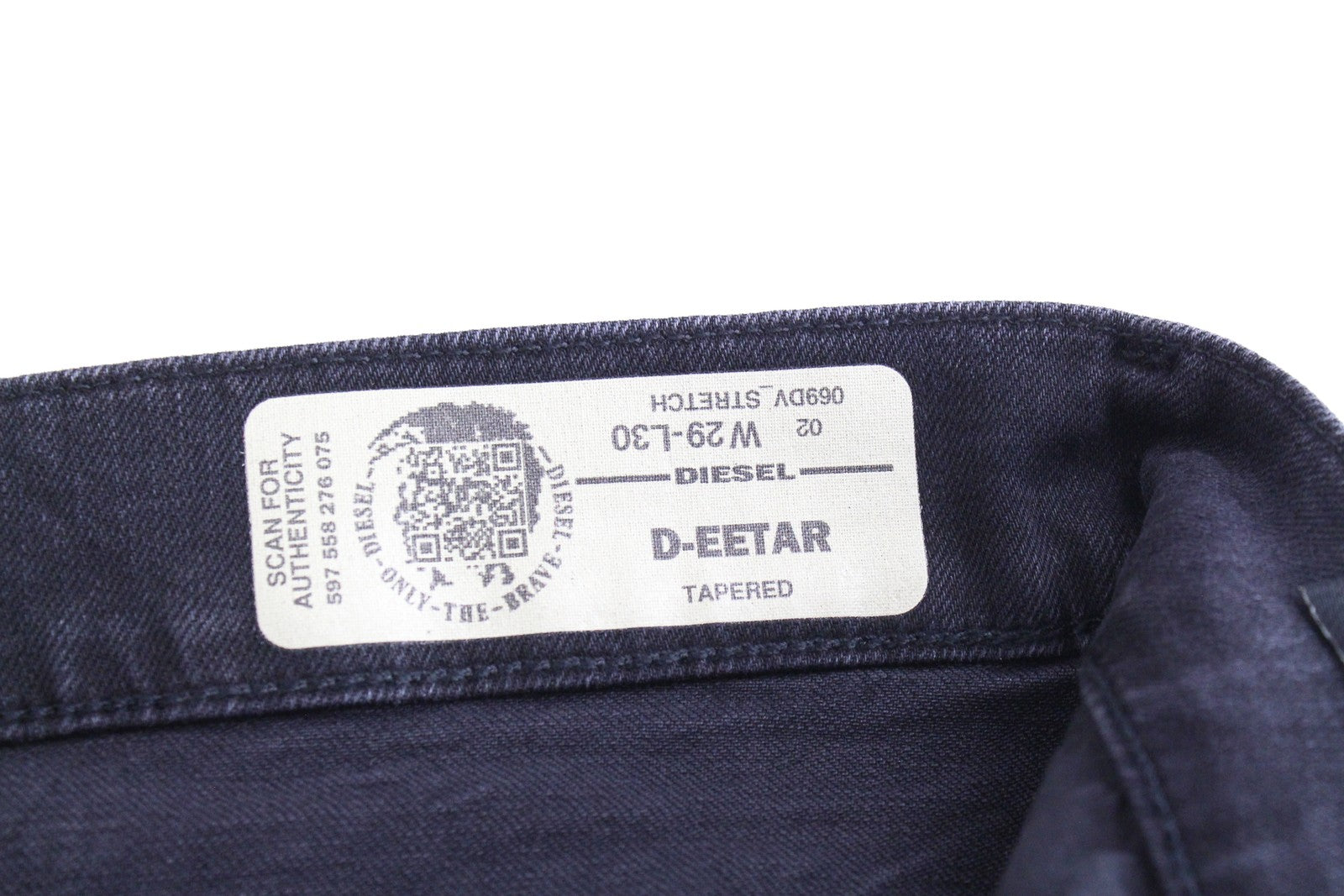 DIESEL D-Eetar 069DV Men Jeans W29/L30 Tapered Wash Ripped Cotton Stretch Grey