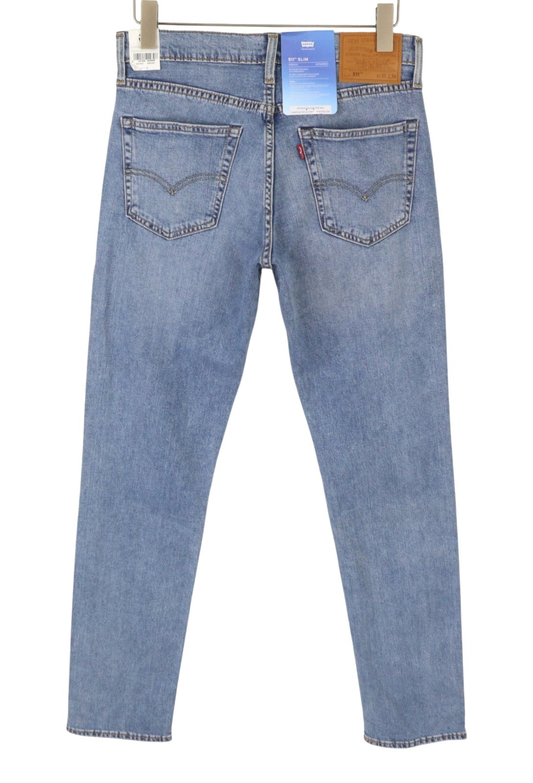 LEVI'S 511 Slim Men Jeans W31/L34 Blue Whiskers Faded Stretch Premium Big E