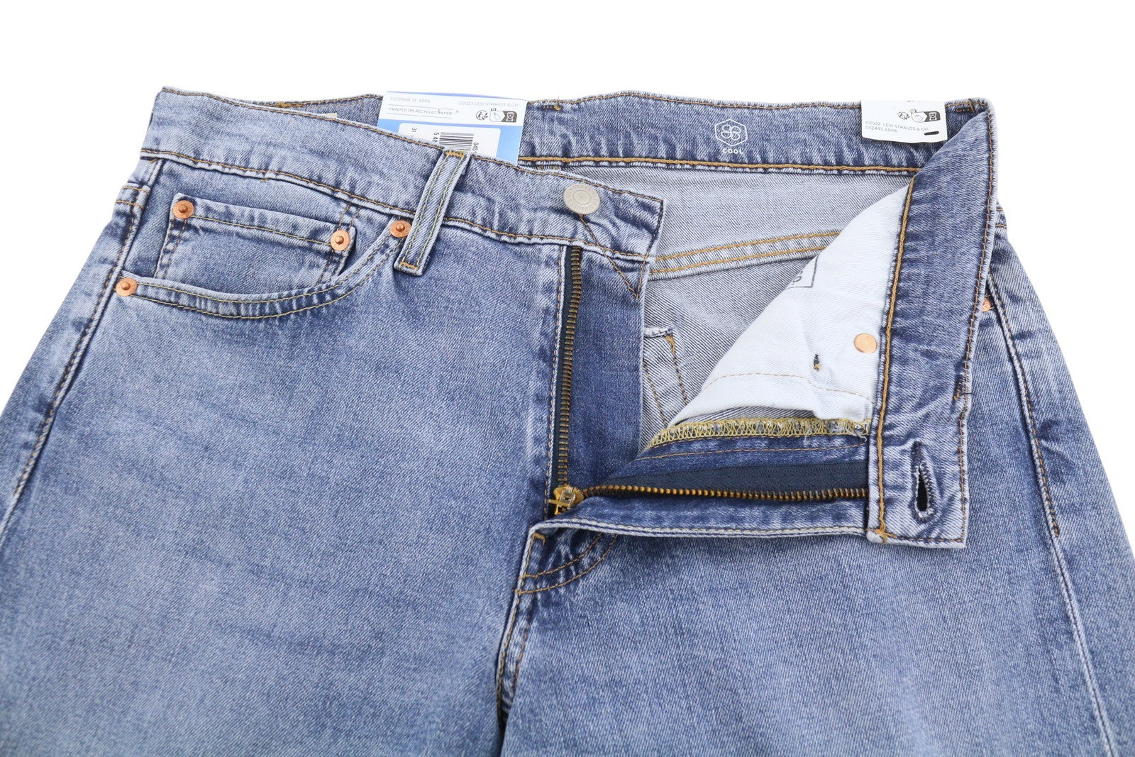 LEVI'S 511 Slim Men Jeans W31/L34 Blue Whiskers Faded Stretch Premium Big E