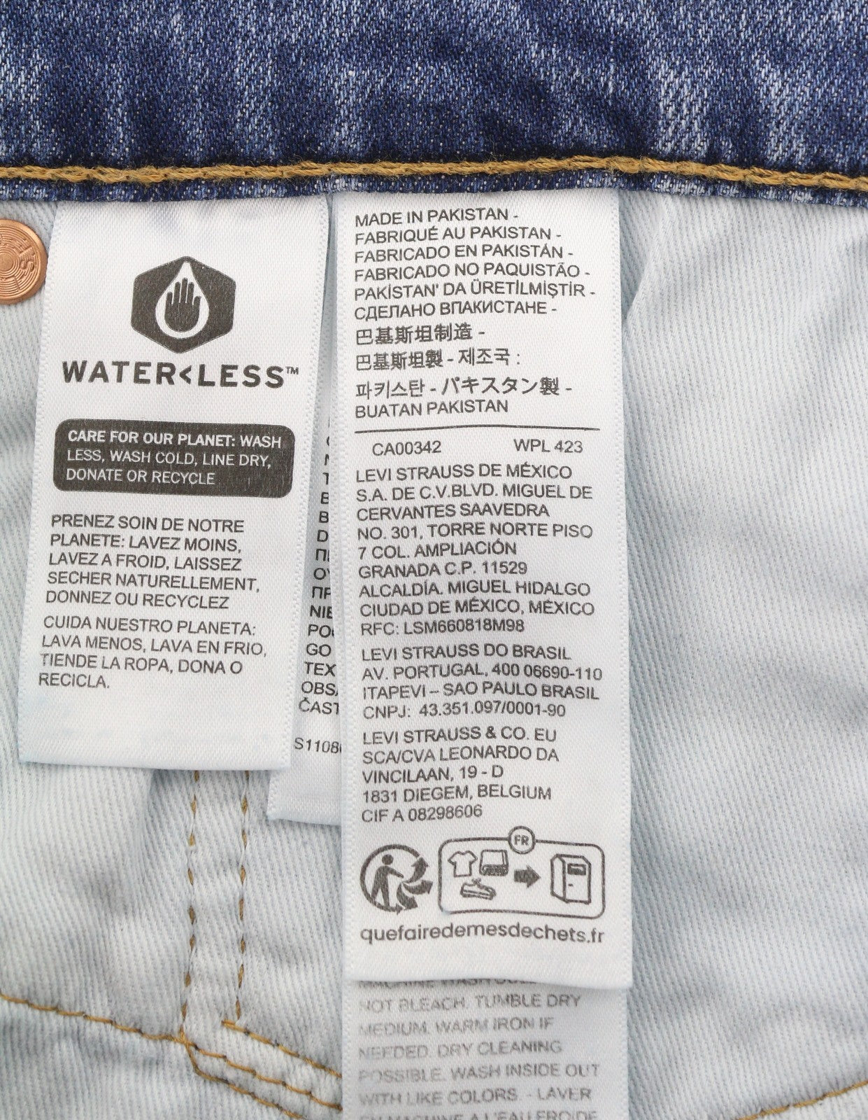 LEVI'S 511 Slim Men Jeans W31/L34 Blue Whiskers Faded Stretch Premium Big E