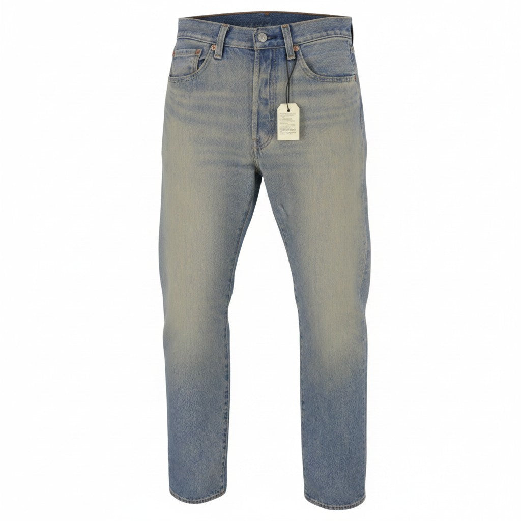 LEVI'S 501 Men Jeans W31/L32 Blue Whiskers Faded Aged Look Straight Fit Big E
