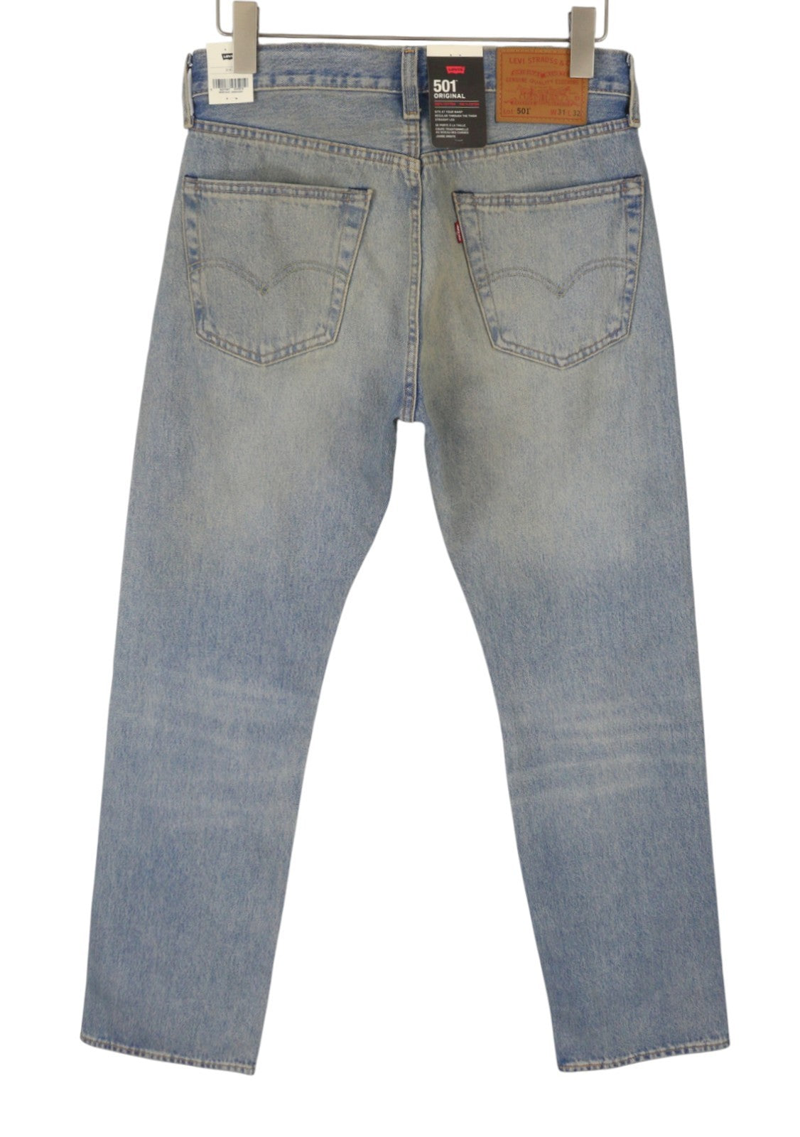 LEVI'S 501 Men Jeans W31/L32 Blue Whiskers Faded Aged Look Straight Fit Big E