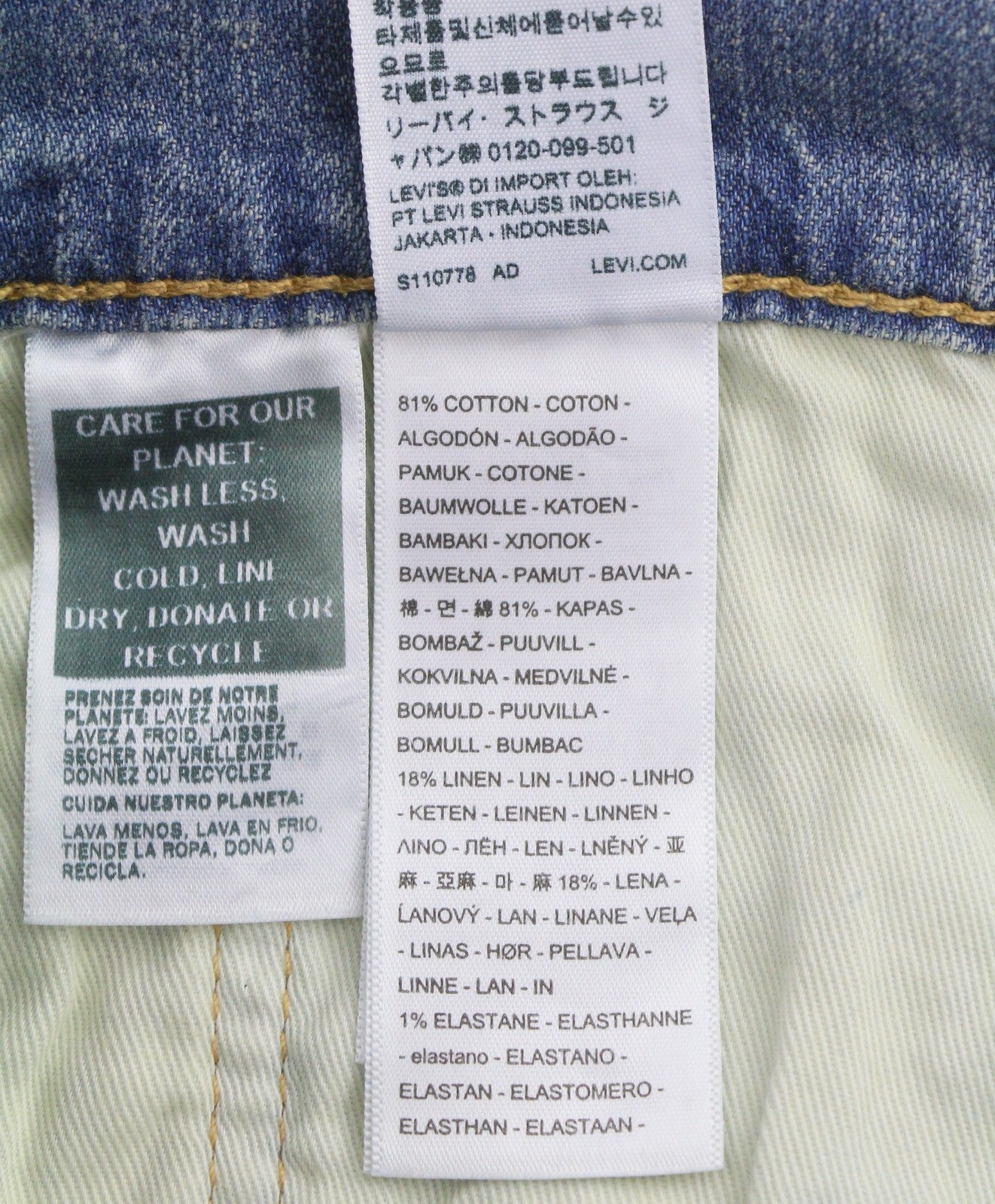 LEVI'S 512 Men Jeans W31/L32 Blue Whiskers Faded Linen Blend Tapered Fit