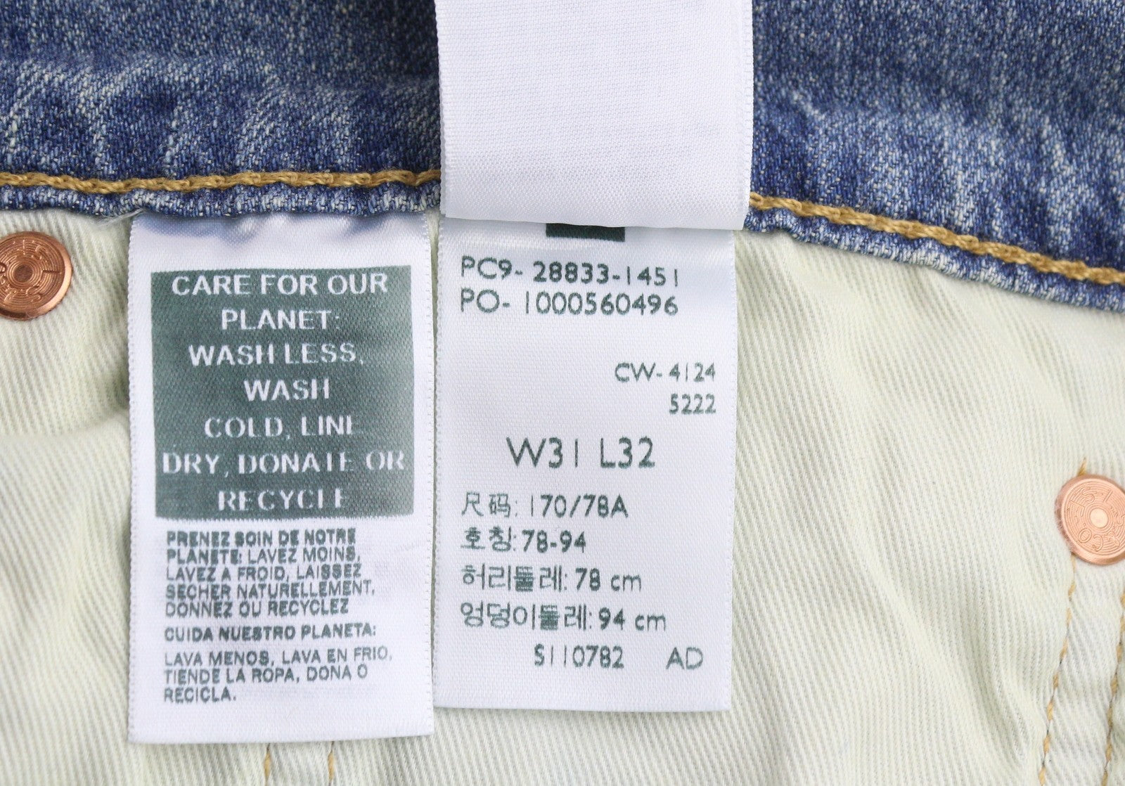 LEVI'S 512 Men Jeans W31/L32 Blue Whiskers Faded Linen Blend Tapered Fit