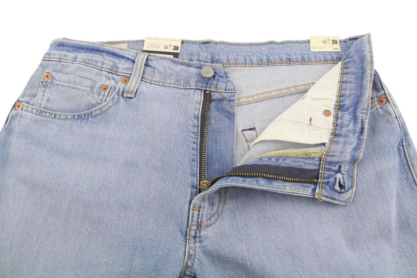 LEVI'S 512 Men Jeans W33/L34 Blue Whiskers Faded Tapered Fit Premium Big E