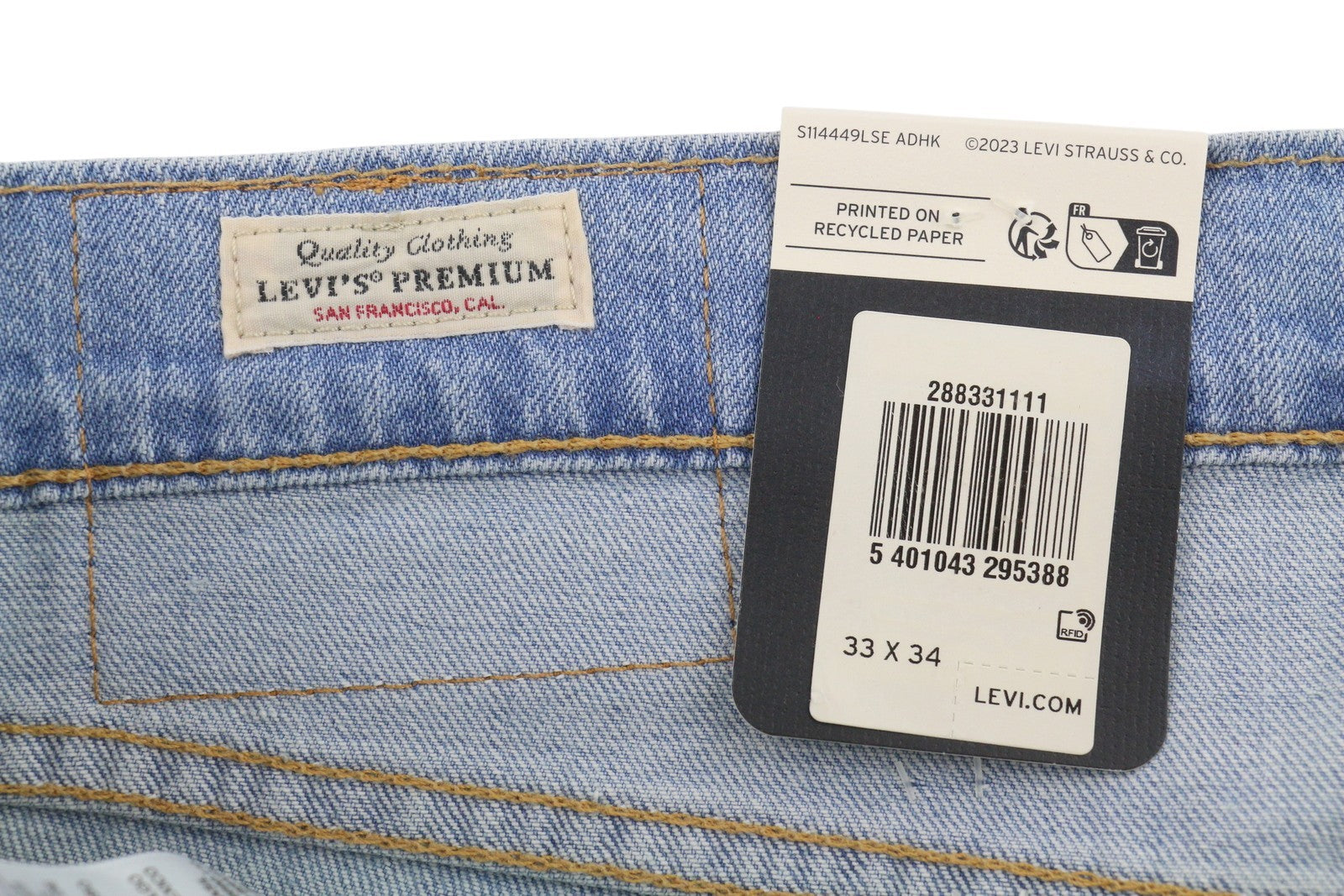 LEVI'S 512 Men Jeans W33/L34 Blue Whiskers Faded Tapered Fit Premium Big E