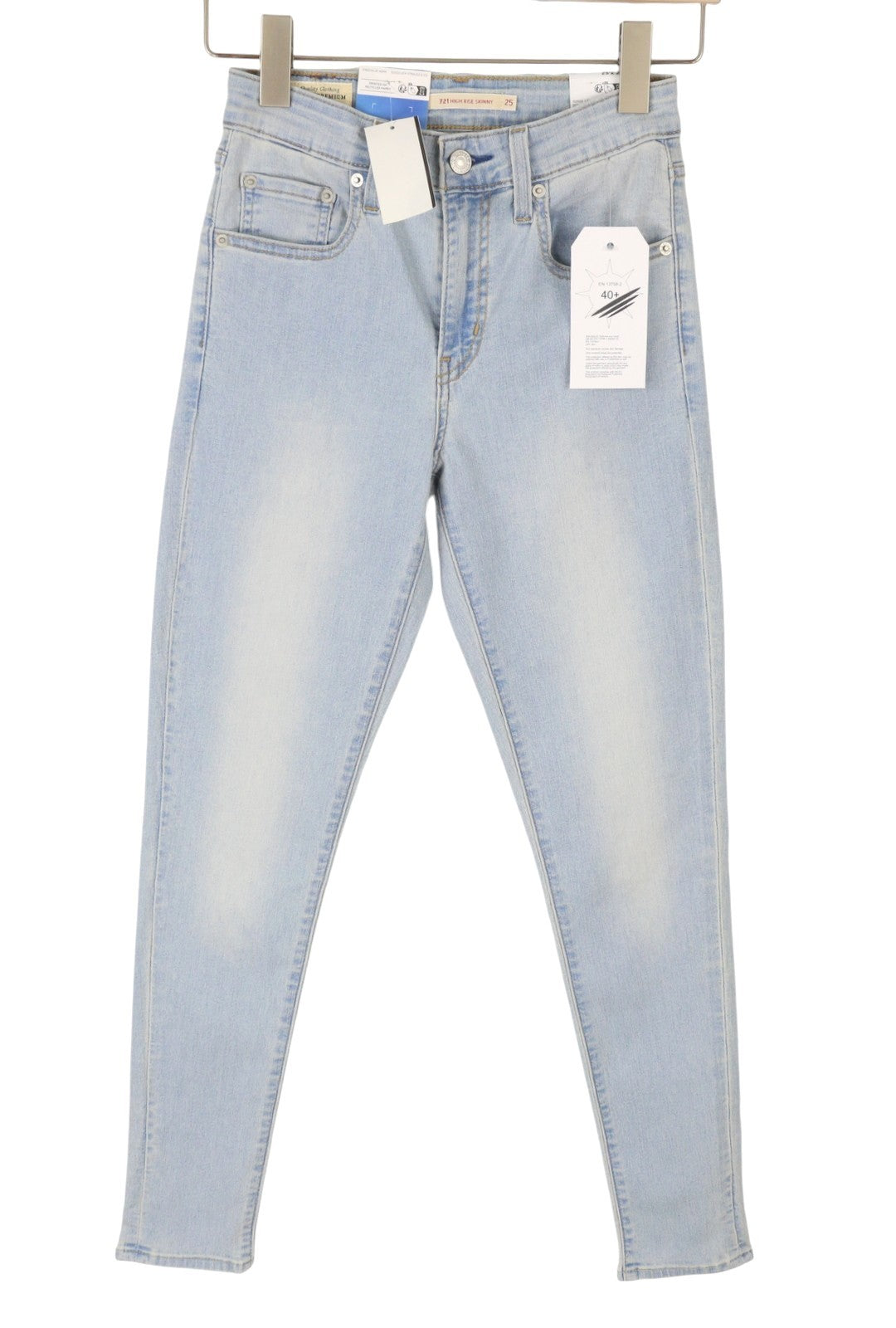 LEVI'S 721 High Rise Skinny Women Jeans W25/L28 Blue Faded Premium Big E