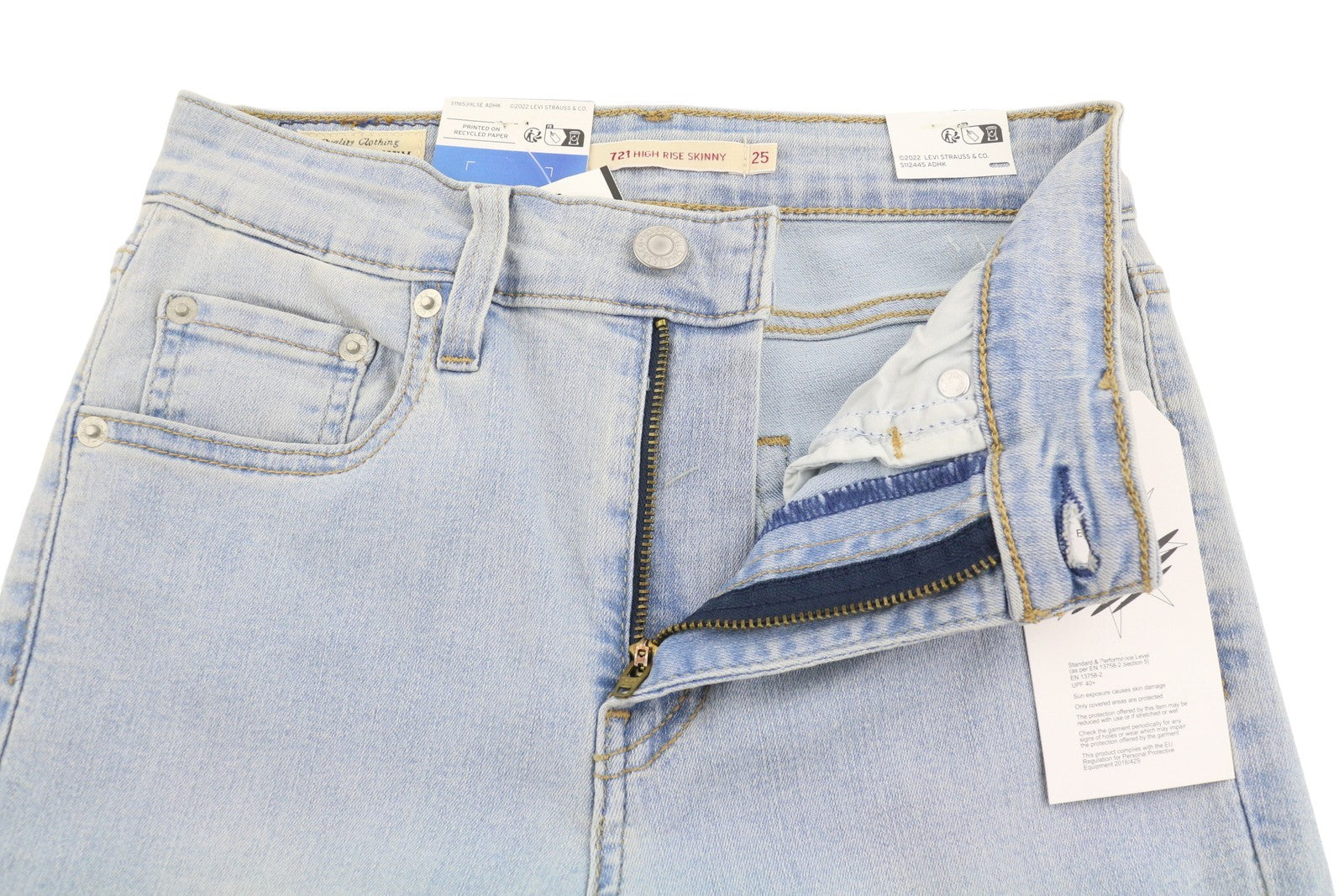 LEVI'S 721 High Rise Skinny Women Jeans W25/L28 Blue Faded Premium Big E