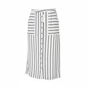 AMERICAN EAGLE OUTFITTERS Women Skirt M White Striped Buttoned Midi