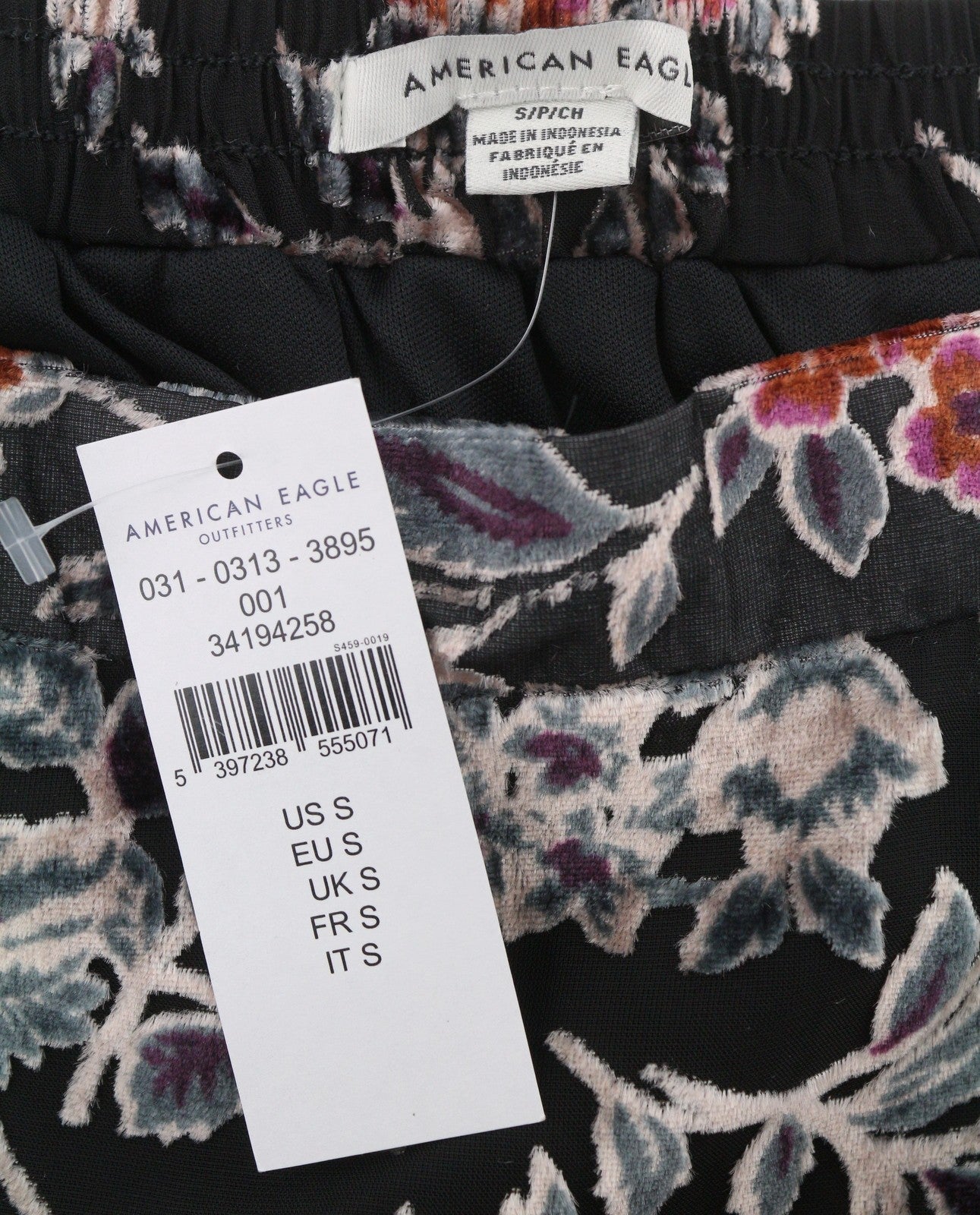 AMERICAN EAGLE OUTFITTERS Women Skirt S Black Floral Print Lined Mini