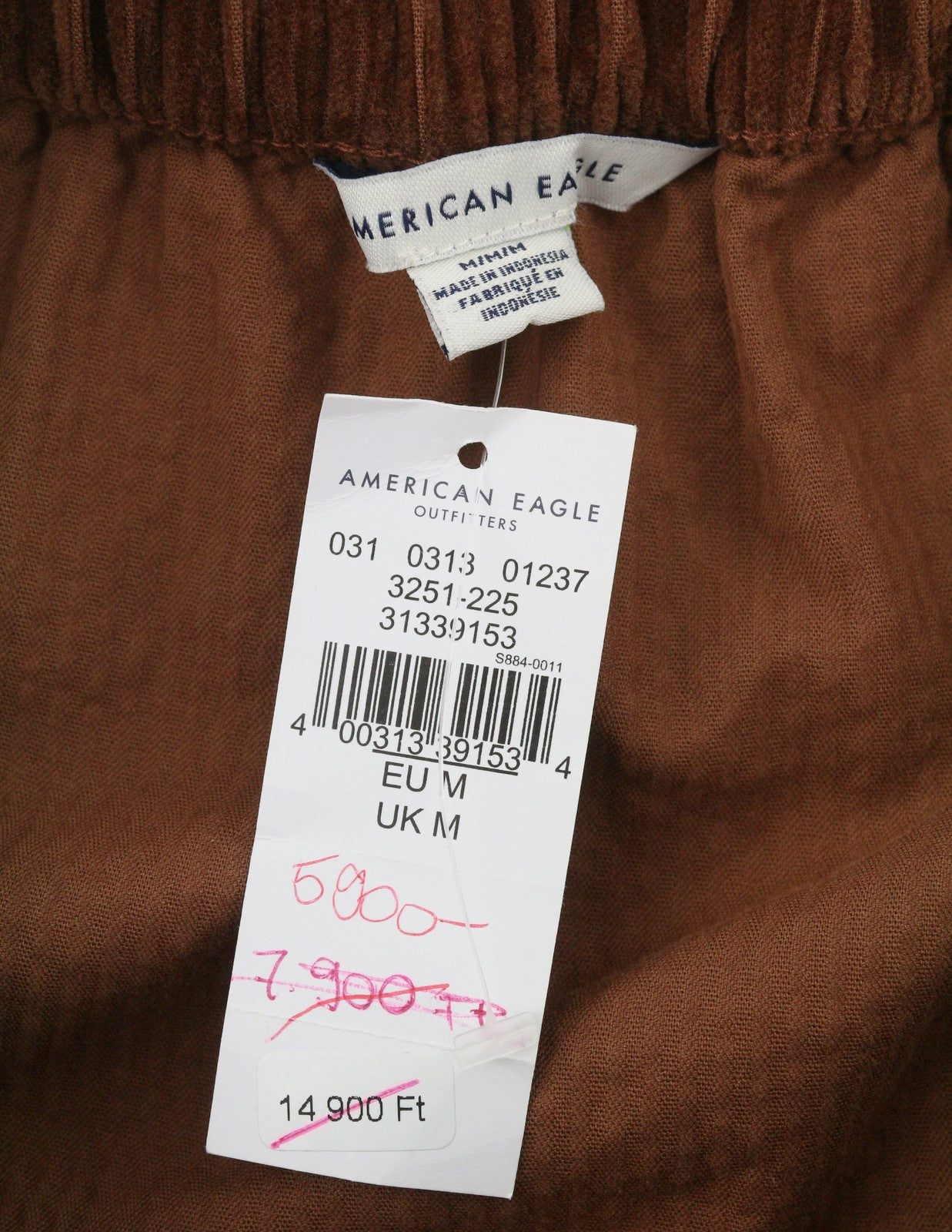 AMERICAN EAGLE OUTFITTERS Women Skirt M Brown Corduroy Elastic Waist Mini