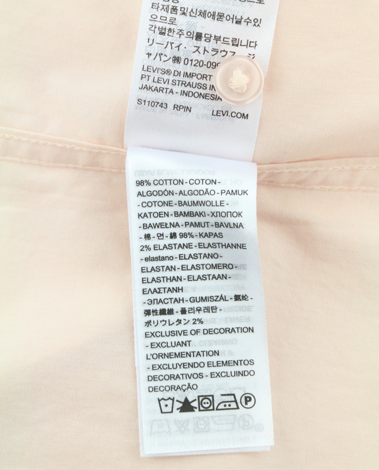 LEVI'S Battery Slim Men Shirt XS Pink Button Up Spread Short Sleeved