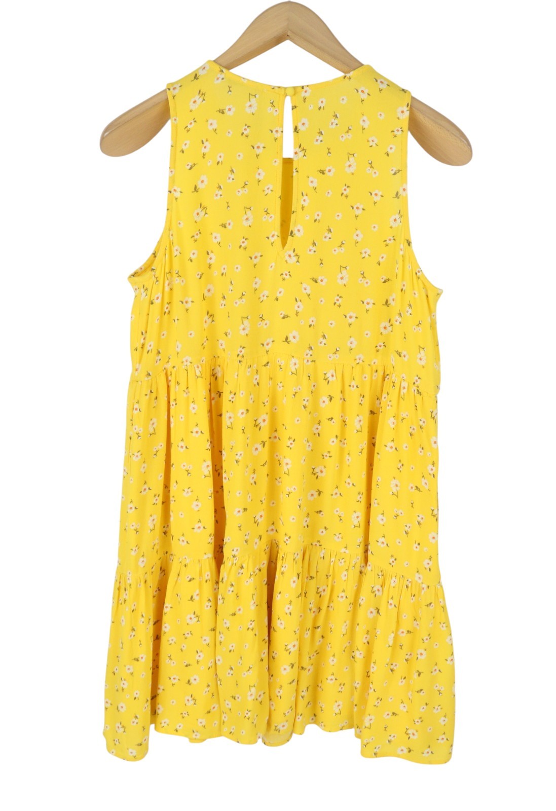 AMERICAN EAGLE OUTFITTERS Women Dress M Yellow Floral Print Crew Sleeveless