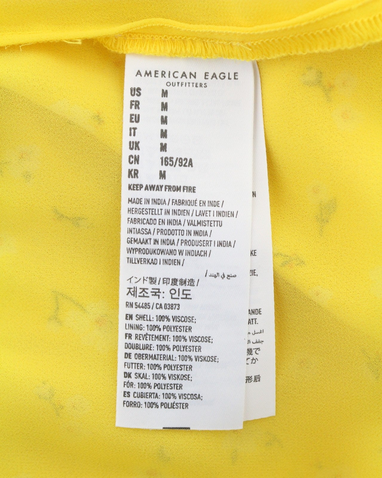 AMERICAN EAGLE OUTFITTERS Women Dress M Yellow Floral Print Crew Sleeveless
