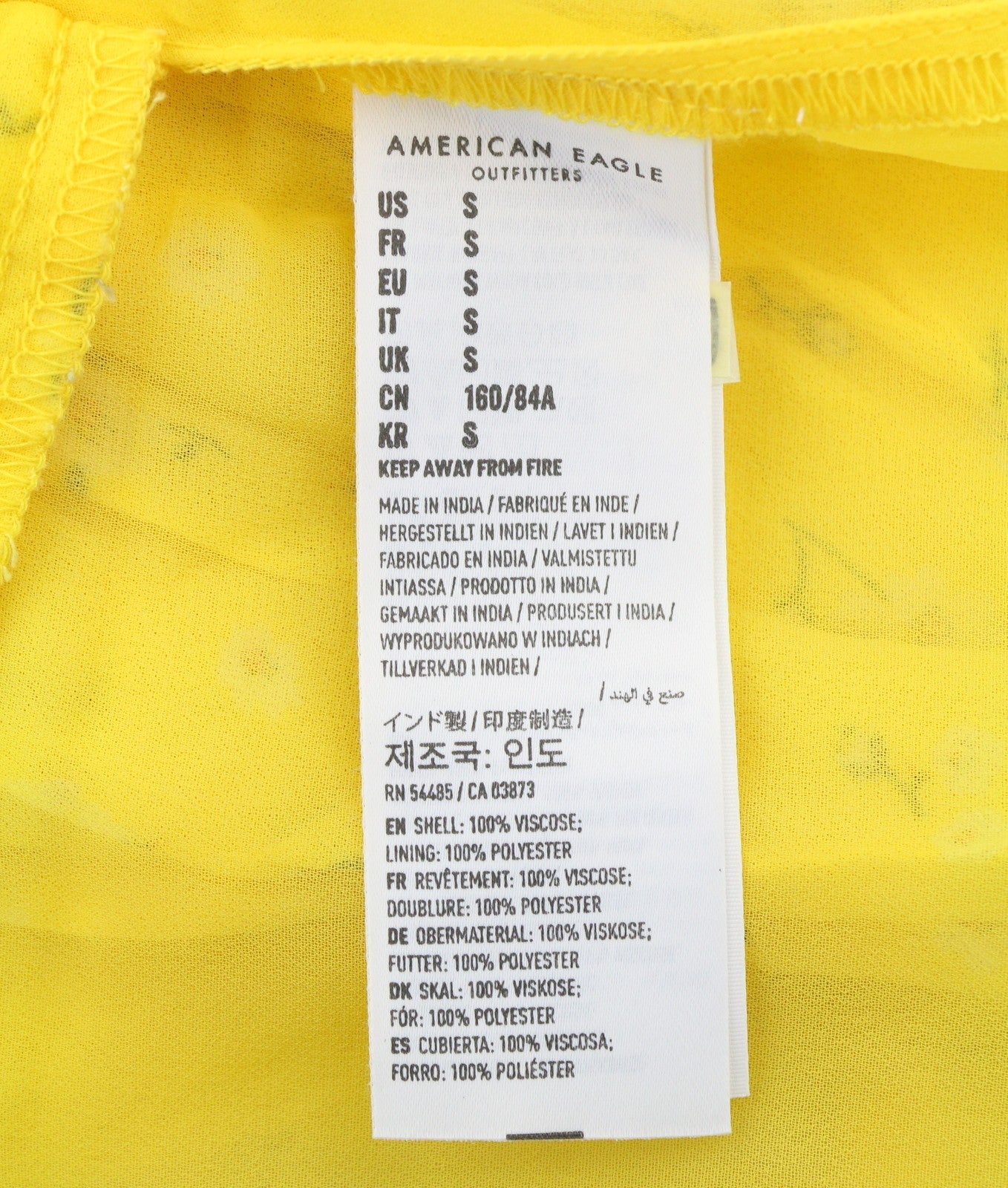 AMERICAN EAGLE OUTFITTERS Women Dress S Yellow Floral Print Crew Sleeveless