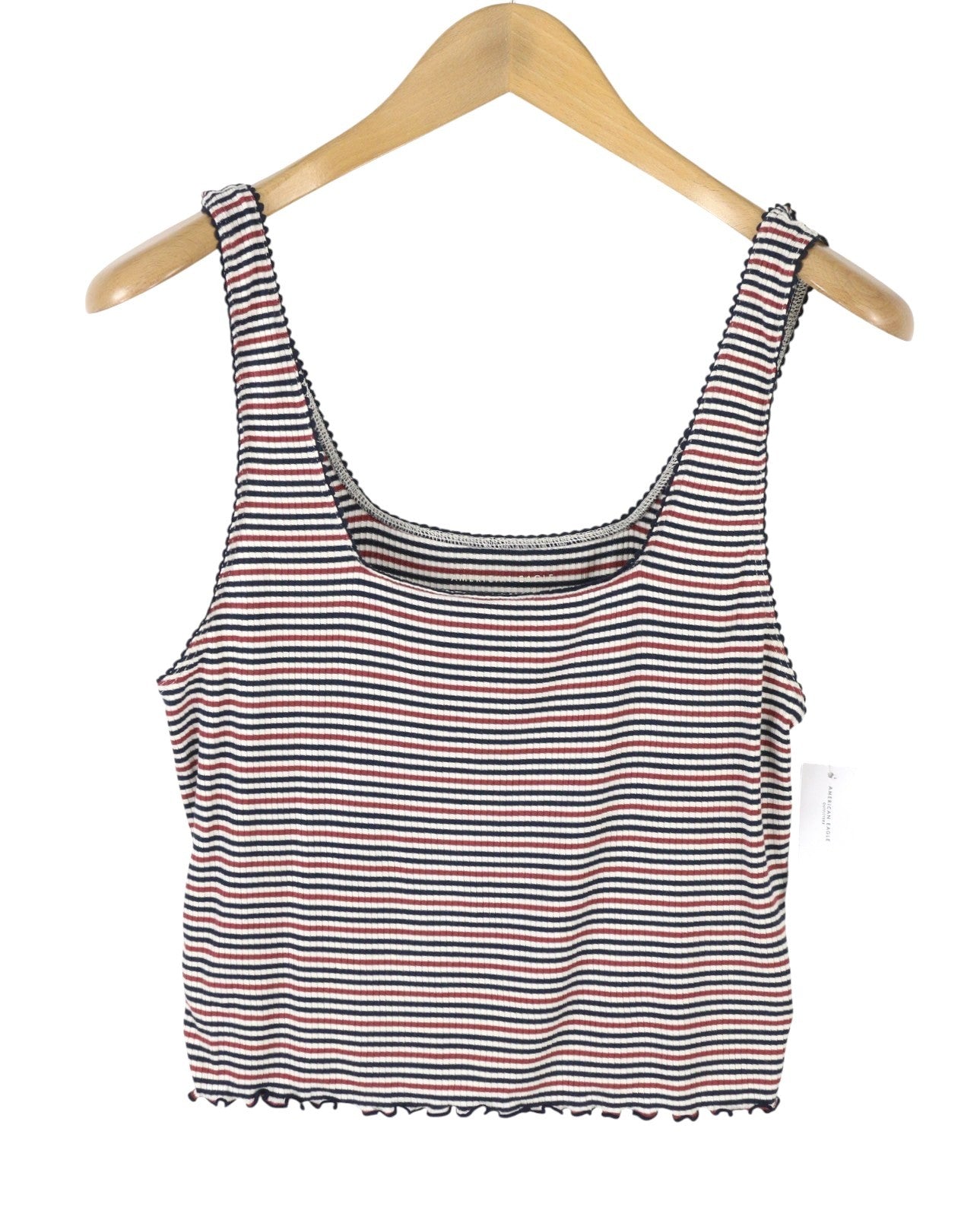 AMERICAN EAGLE OUTFITTERS Women T-Shirt L Multicolored Striped Square Sleeveless