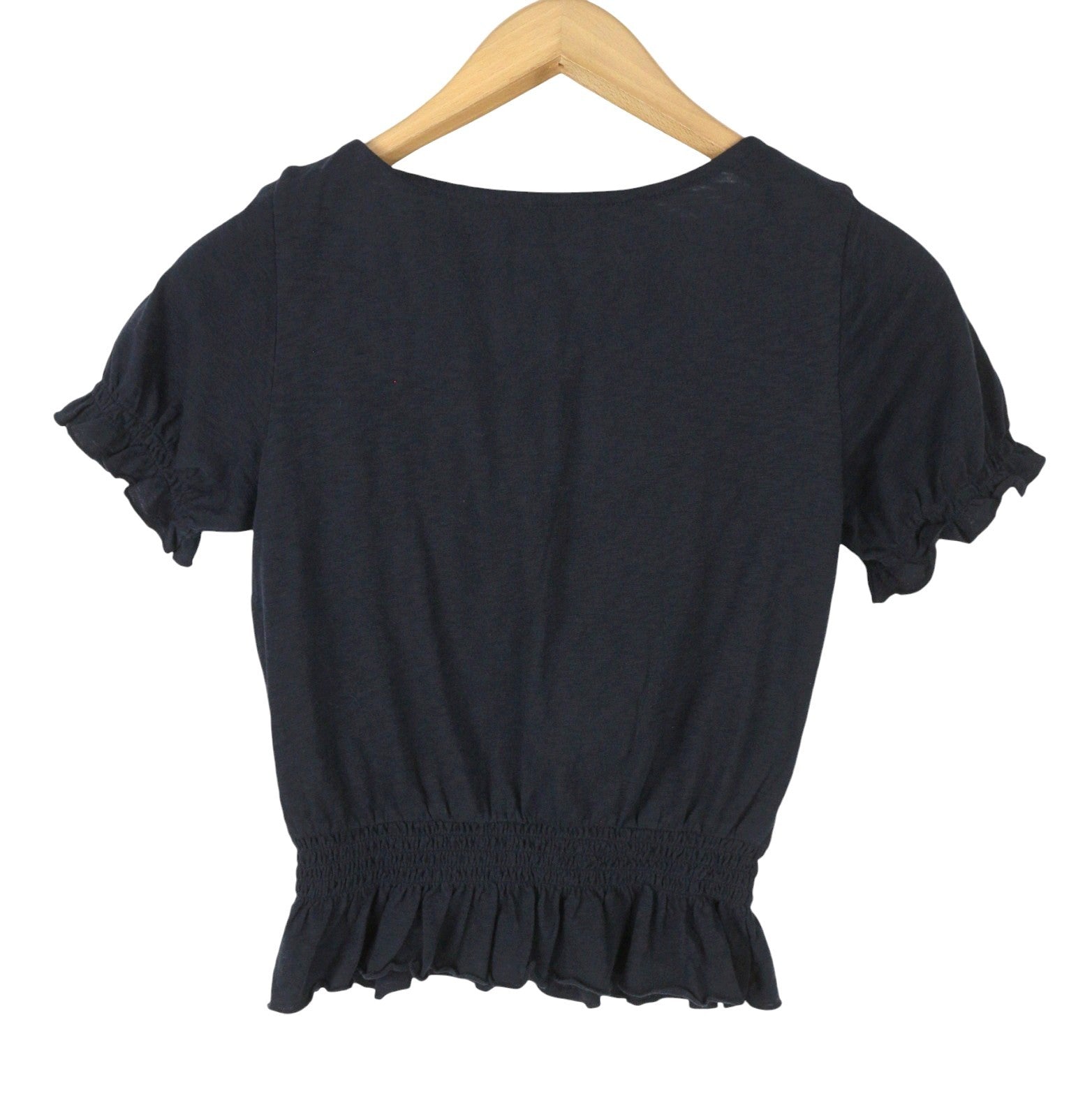 AMERICAN EAGLE OUTFITTERS Women T-Shirt S Dark Blue Embroidered Short Sleeve