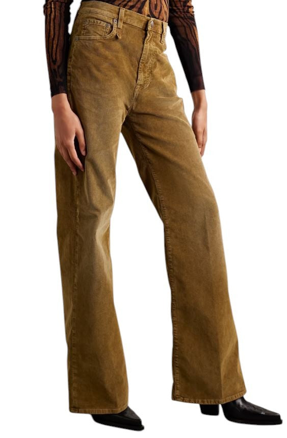 R13 Charlotee moteriškos kelnės 25 aukso rudos spalvos su tampria virvele, blukinta FW25 RRP799 