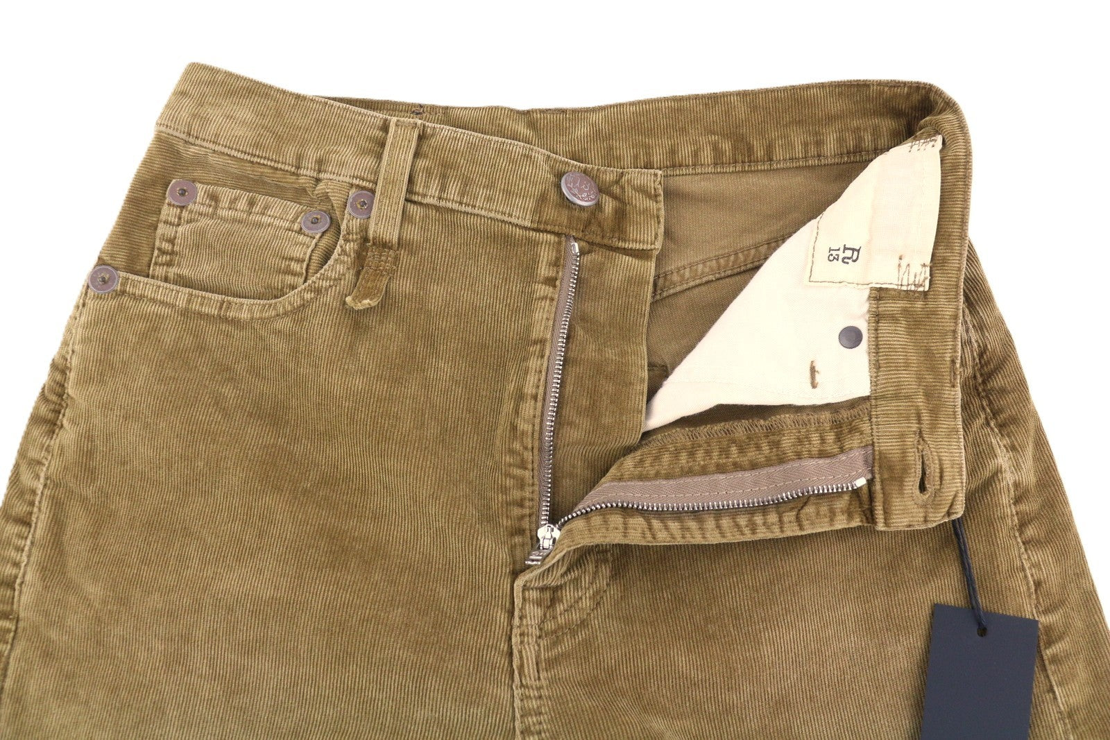 R13 Charlotee moteriškos kelnės 25 aukso rudos spalvos su tampria virvele, blukinta FW25 RRP799 