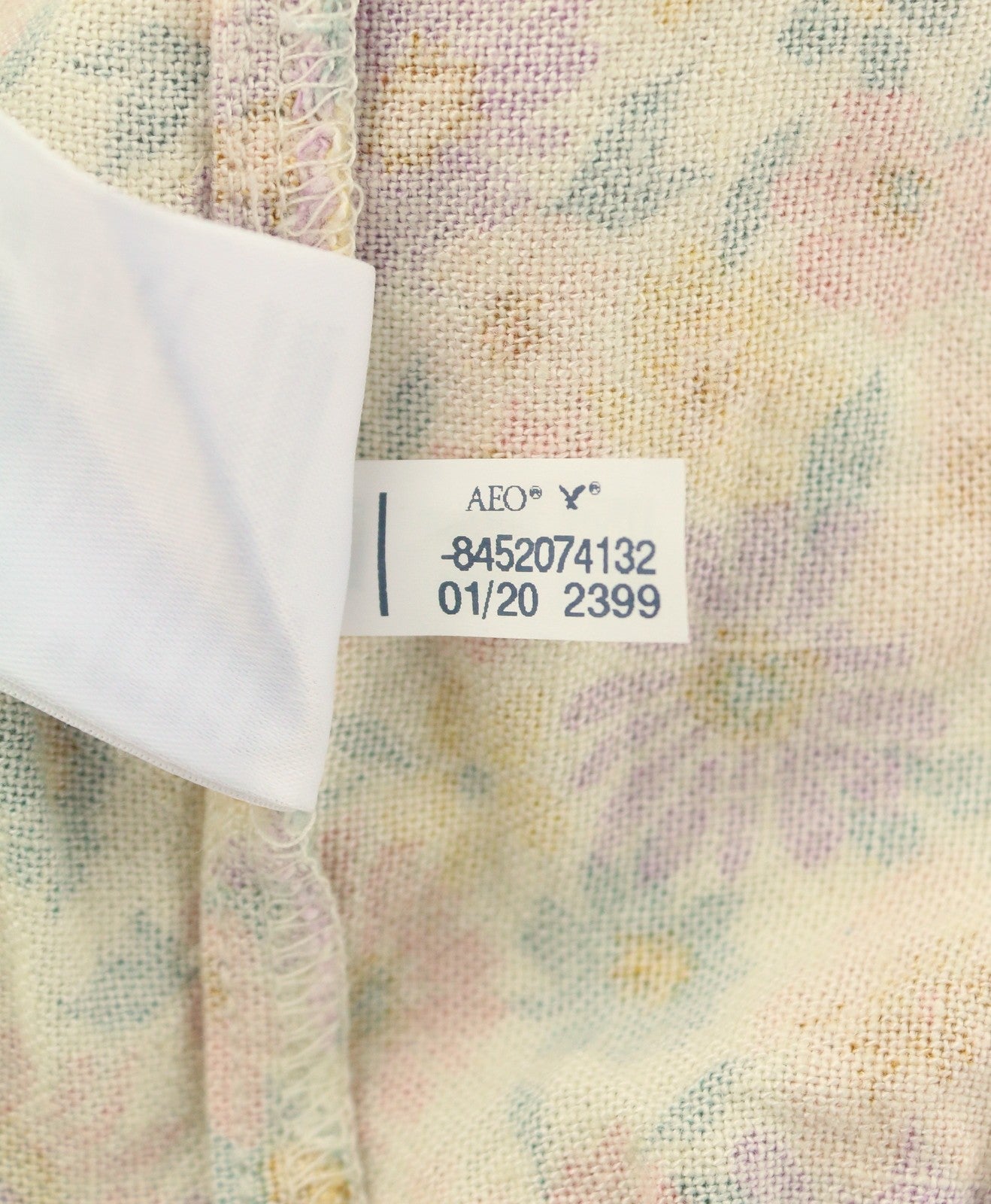 AMERICAN EAGLE OUTFITTERS Women T-Shirt XS Colourful Floral Print Linen Blend