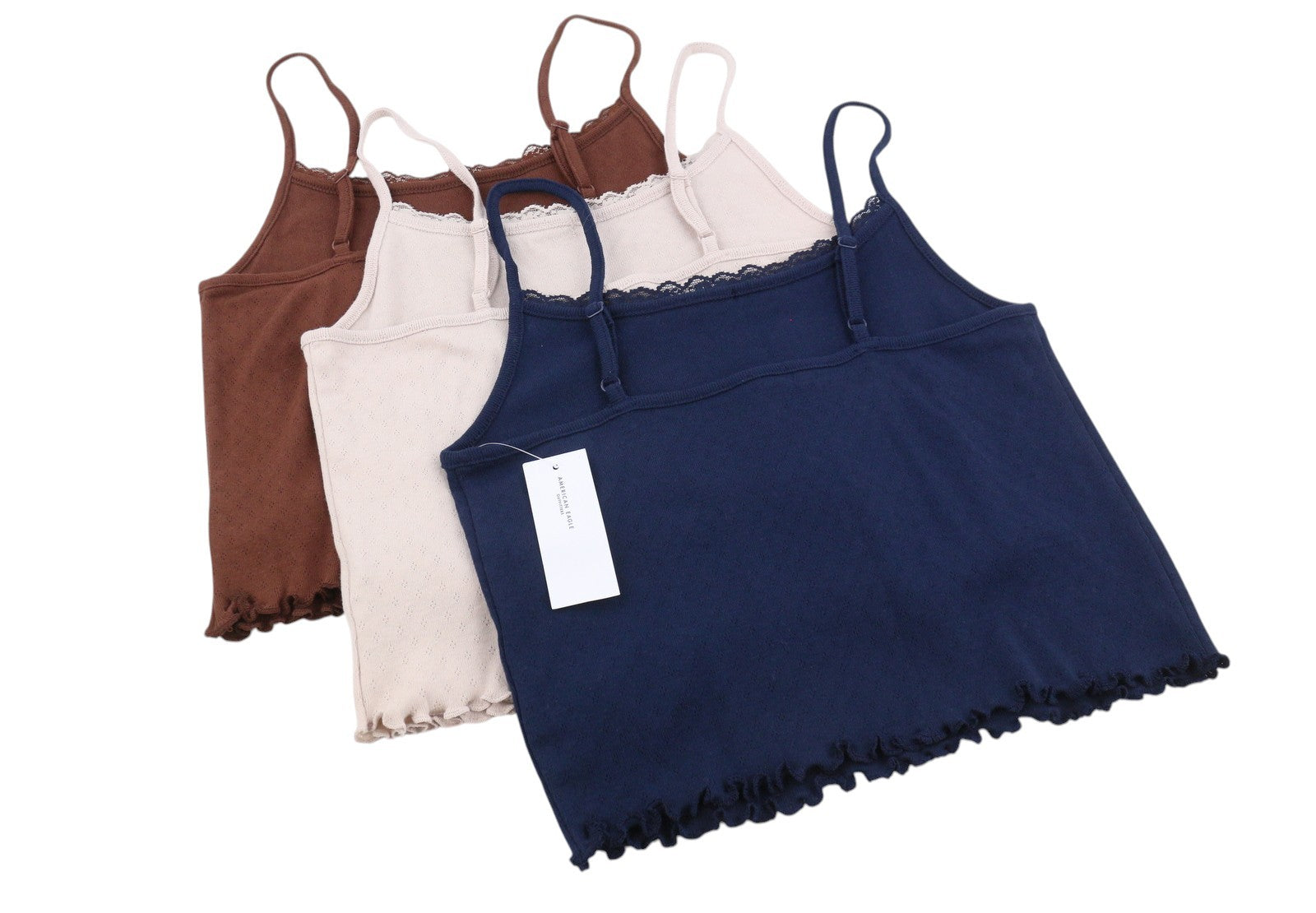 AMERICAN EAGLE OUTFITTERS Women T-Shirt S 3 Pack Cotton Lace Trim Sleeveless