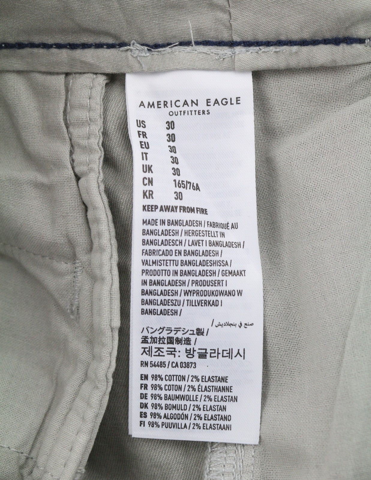 AMERICAN EAGLE OUTFITTERS Classic 10" Men Shorts W30 Grey Stretch Flex Chino