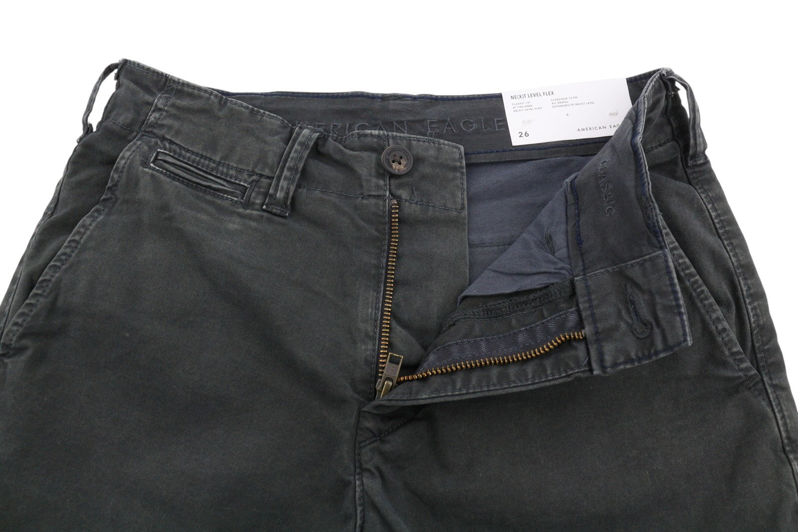AMERICAN EAGLE OUTFITTERS Classic 10" Men Boy Shorts W26 Grey Stretch Flex Chino