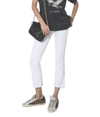 R13 Kick Fit Women Jeans 27 Bale White Flared Cropped Zipper