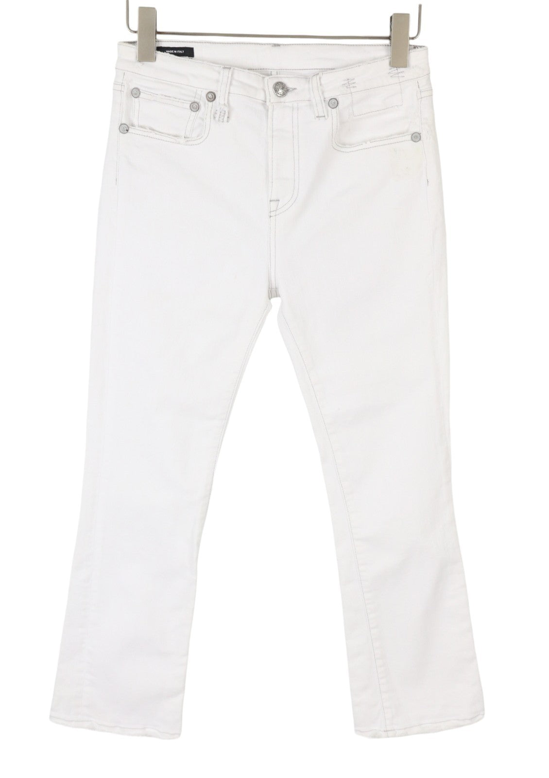 R13 Kick Fit Women Jeans 27 Bale White Flared Cropped Zipper