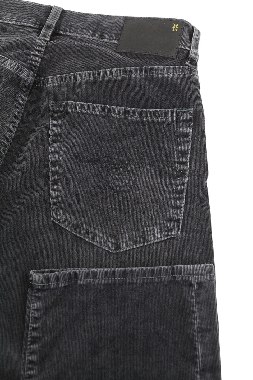 R13 Romeo moteriškos kelnės 26 Obsidian tamprios virvelės išblukintos pilkos trumpintos iki kulkšnies FW25 